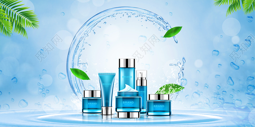 簡約風尚 白色系小黑瓶美妝護膚品的藝術海報表征